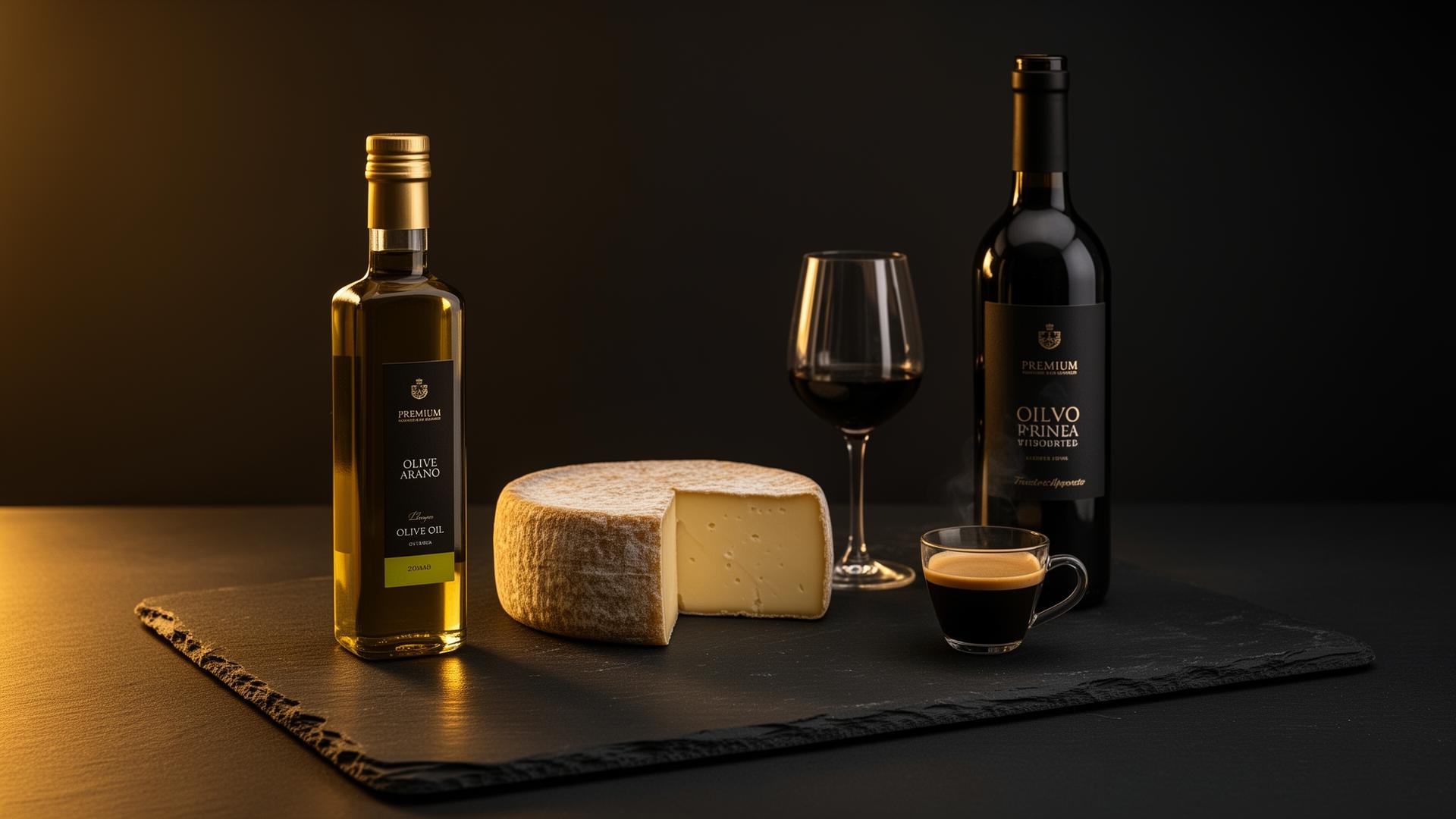 Premium imported food and beverage still life